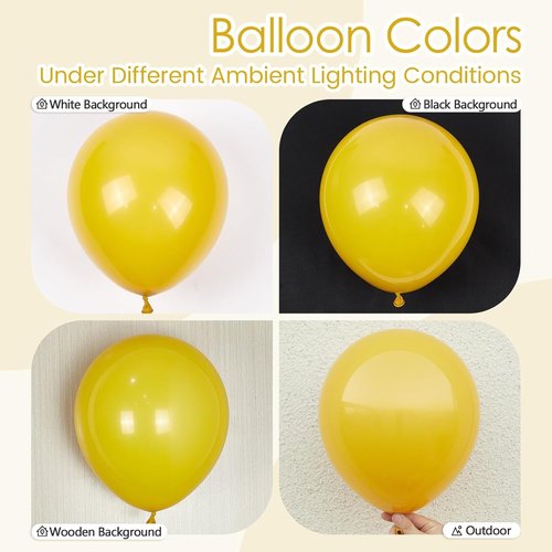 Mustard Yellow Balloons - 12-Inch Latex Party Balloons | 50-Pack for Fall, Thanksgiving & Baby Showers