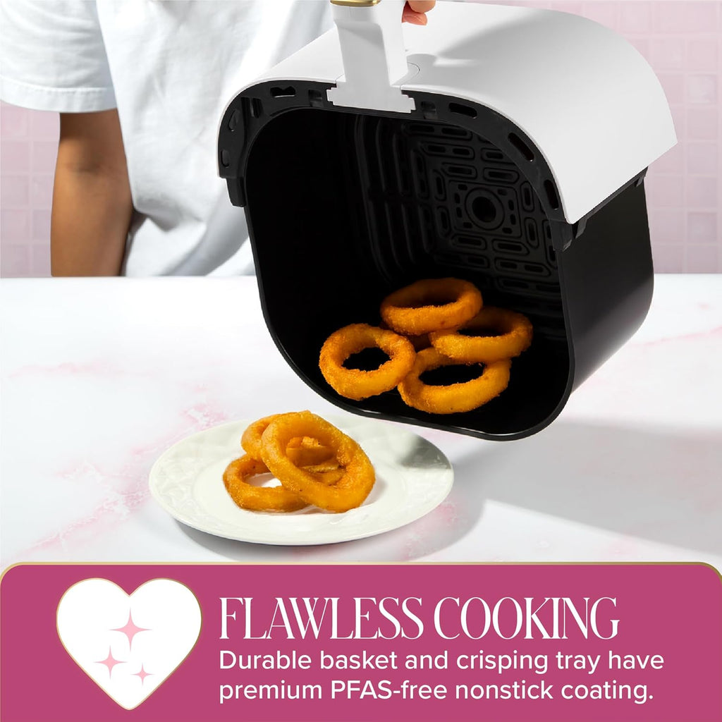 Paris Hilton Air Fryer - 6-Quart Nonstick Capacity | 8-in-1 Touchscreen, Dishwasher Safe, White
