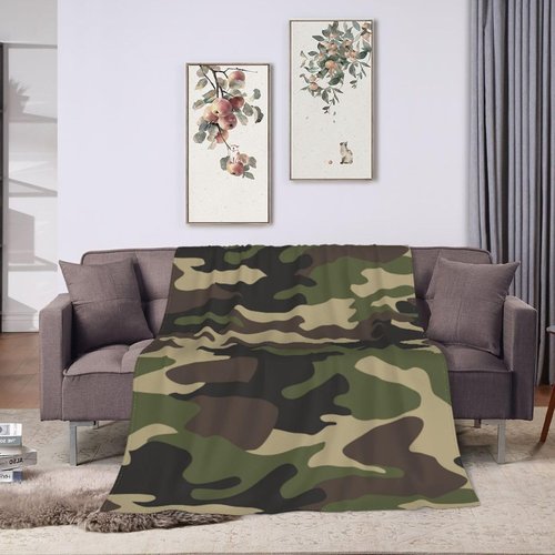 Camouflage Classic Camo Blanket Soft Comfy Flannel Throw Blankets Lightweight Warm Bed Throws Plush For Couch Sofa Camping Office Travel Home Bedroom Decor Girls Boys Kids Gifts 50"X40"