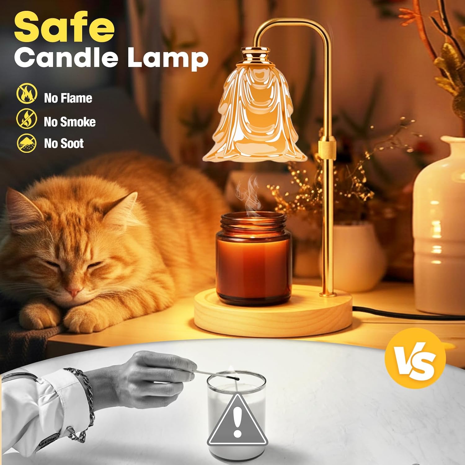 Skiennix Candle Warmer Lamp - Adjustable Height Electric Wax Warmer with Timer & 5 Brightness Settings | Perfect Home Decor Gift