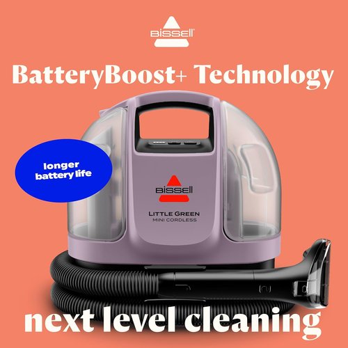 BISSELL Little Green Mini Cordless Carpet Cleaner - Portable Deep Cleaning with HydroRinse Tool | Dusk Pink