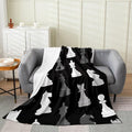 Feelyou Black White Grey International Chess All Season,Bed Blanket Set Chess Board Game Plush Throw Blanket, for Sofa Couch Kids Checkerboard Flannel Fleece Blanket Chess Lovers Twin 60"x80"