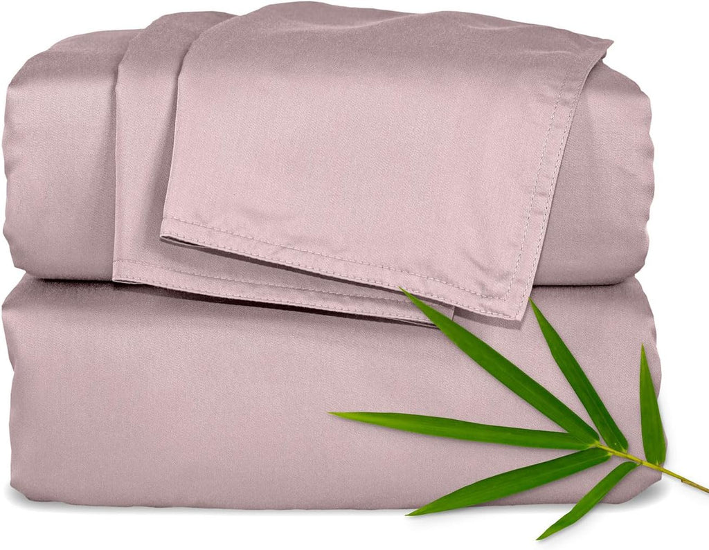 Pure Bamboo Twin Sheets - Luxuriously Soft 100% Organic Viscose Bed Sheet Set | Cooling & Durable (Twin, Dusty Pink)