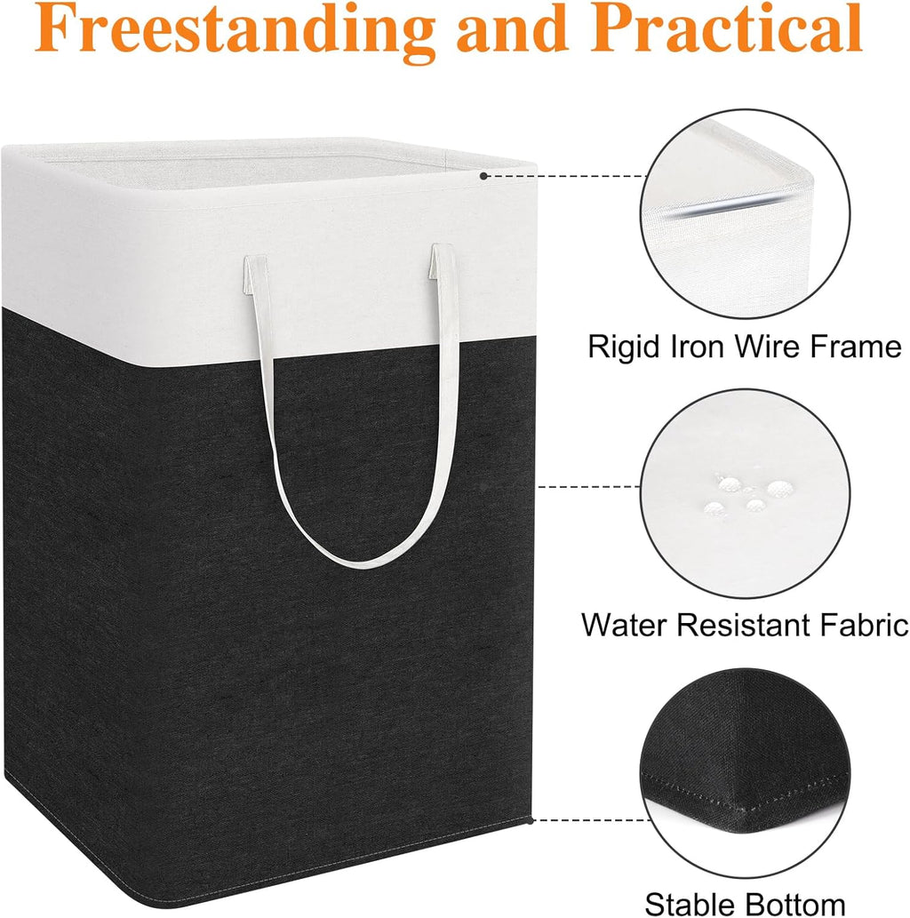 TasticTotes Laundry Basket 3-Pack - Collapsible Waterproof Hamper with Handles | 75L Black