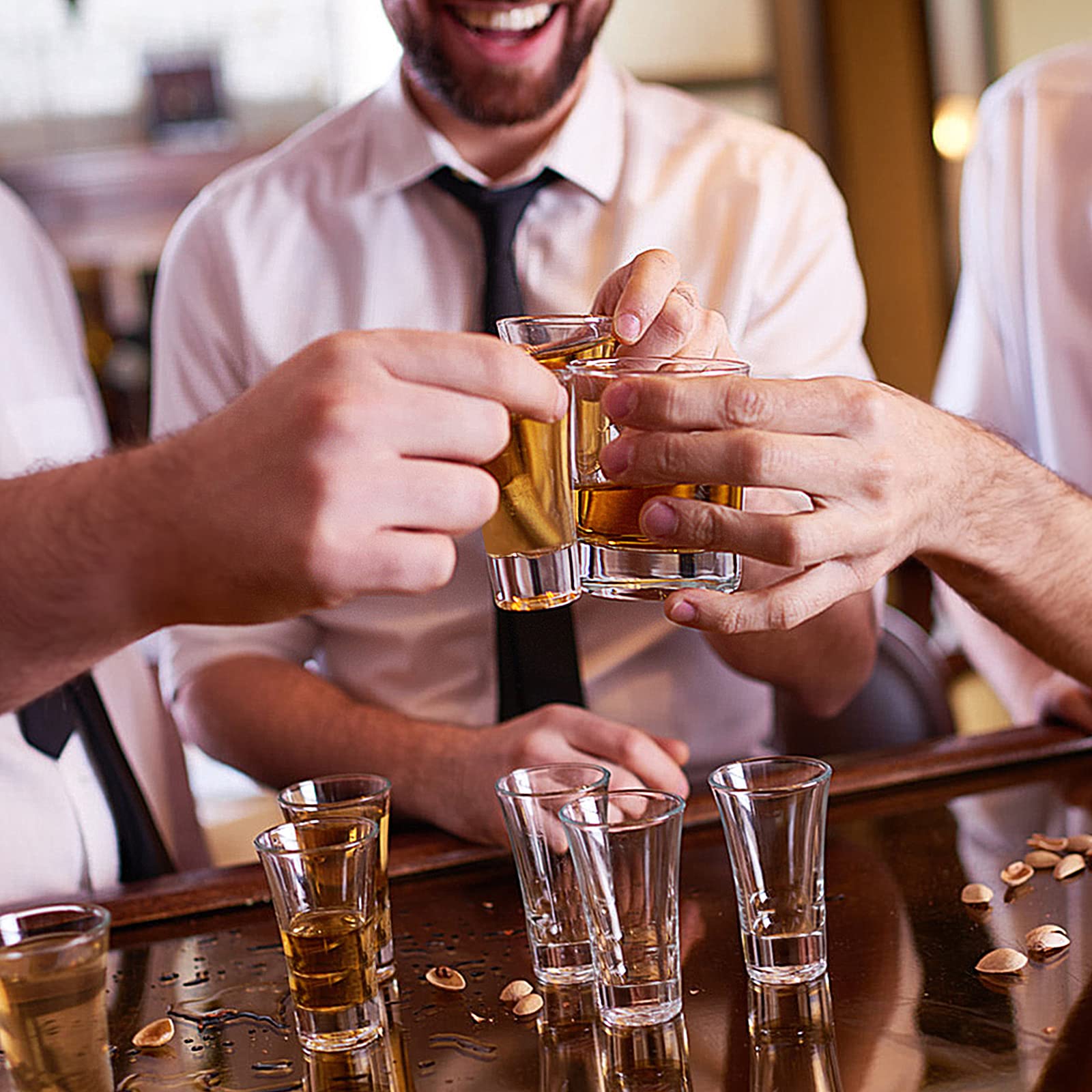 TAOUNOA 18 Pack Shot Glasses, 2 OZ Heavy Base Clear Shot Cups for Whiskey, Tequila, Vodka, Espresso - Durable Glasses Drinking Set for Home, Bars & Parties