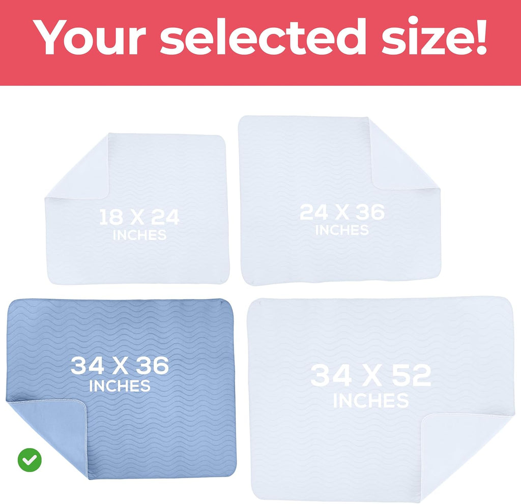 Utopia Bedding Washable Underpads - Waterproof Heavy Absorbency Bed Pads | 34" x 36" (Pack of 4) - Ideal for Adults, Kids, and Pets