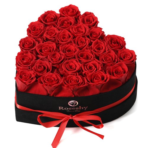 Valentines Day Flowers Roses Gifts for Her,28pcs Red Forever Preserved Roses in Heart Shape Gift Box,Valentines Day Delivery Prime Gifts-Roses Gifts for Women,Mom.