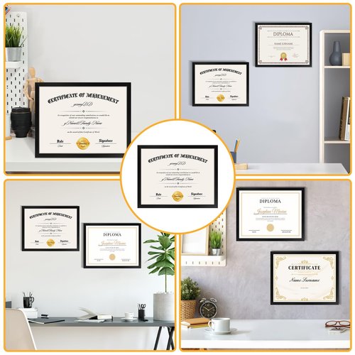 YixangDD 20 PACK Certificate Frames 8.5 x 11, Black Diploma Frame Document Frame with Clear Plexiglass, Picture Frames for Tabletop and Wall Display