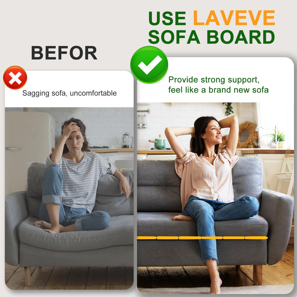 LAVEVE Heavy Duty Couch Cushion Support Board for Sagging Sofa, 24''x72'' Extra Thick Solid Wood Under Couch Insert with Anti-Slip Dots, Repair Sagging Spring Sofa