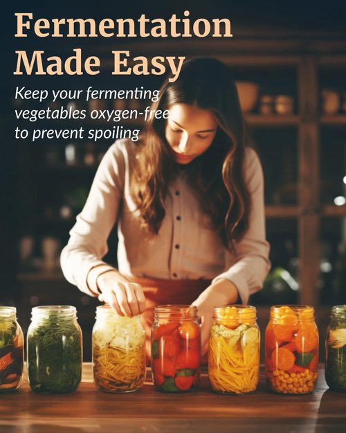 Elementi Mason Jar Fermentation Lids - Set of 4 Easy Grip Silicone Airlock Lids for Wide Mouth Mason Jars – Sauerkraut & Pickling Fermentation Kit – Self Burping Airlocks for Fermenting Kit