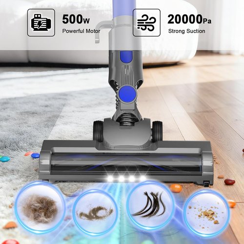 Intercleaner Corded Vacuum Cleaner - 23Ft Reach, Powerful Suction & LED Headlights | Ideal for Hard Floors & Carpets