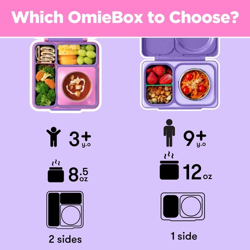 OmieBox Bento Box for Kids - Insulated Bento Lunch Box with Leak Proof Vacuum Insulated Food Jar - 3 Compartments, Two Temperature Zones (Unicorn Pink)