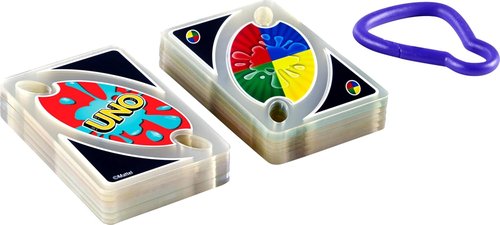 Mattel Games UNO Splash Card Game - Waterproof Cards with Portable Clip for Travel & Camping Fun
