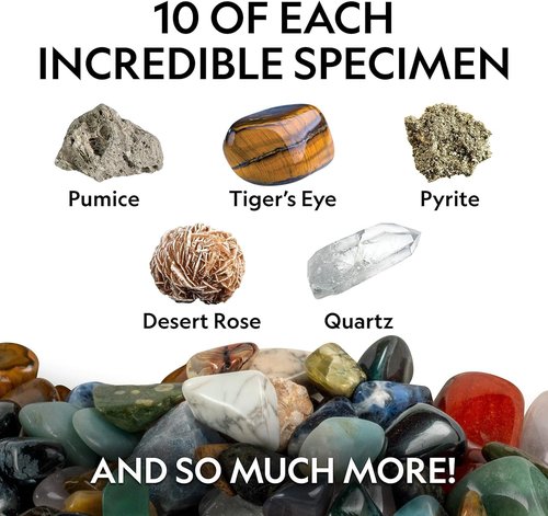 National Geographic Kids Rock Collection - 1.25 lb Assorted Rocks, Minerals & Gemstones | STEM Earth Science Kit