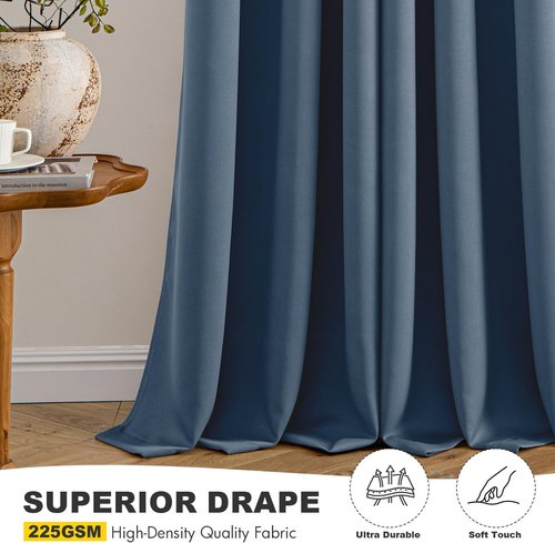 MIULEE Stone Blue Blackout Curtains - Thermal Insulated Room Darkening Drapes | 90-Inch Grommet Top, 2 Panels