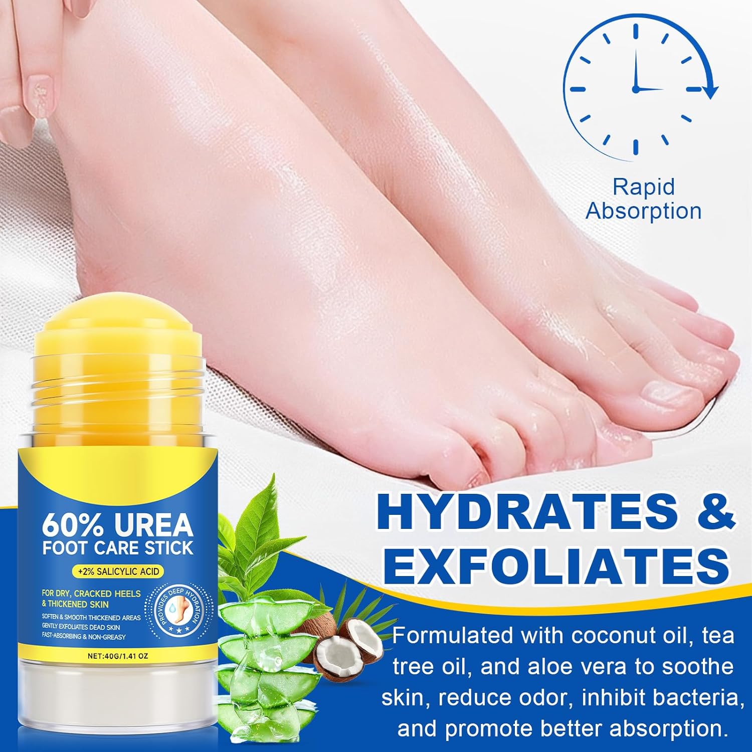 Regine Switzerland Urea Cream Stick - Maximum Strength Exfoliating Foot Balm with 2% Salicylic Acid | 1.4oz