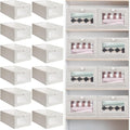 Kigley 12 Pcs Linen Closet Organizers - Foldable Clothing Bins with Window for Easy Storage | Beige
