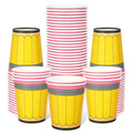 Whaline 50Pcs Back to School Paper Cups 9 Oz Yellow Pencil Design Disposable Cups for Coffee Tea Snacks Classroom First Day of School Party Supplies