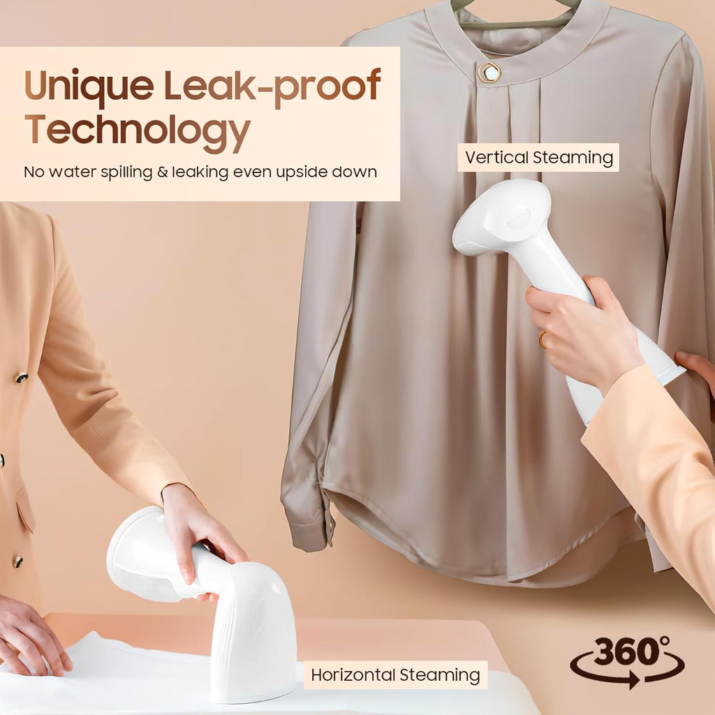 Skiennix Portable Handheld Clothes Steamer - 1350W Rapid Heating, Large-Capacity Wrinkle Remover for Travel