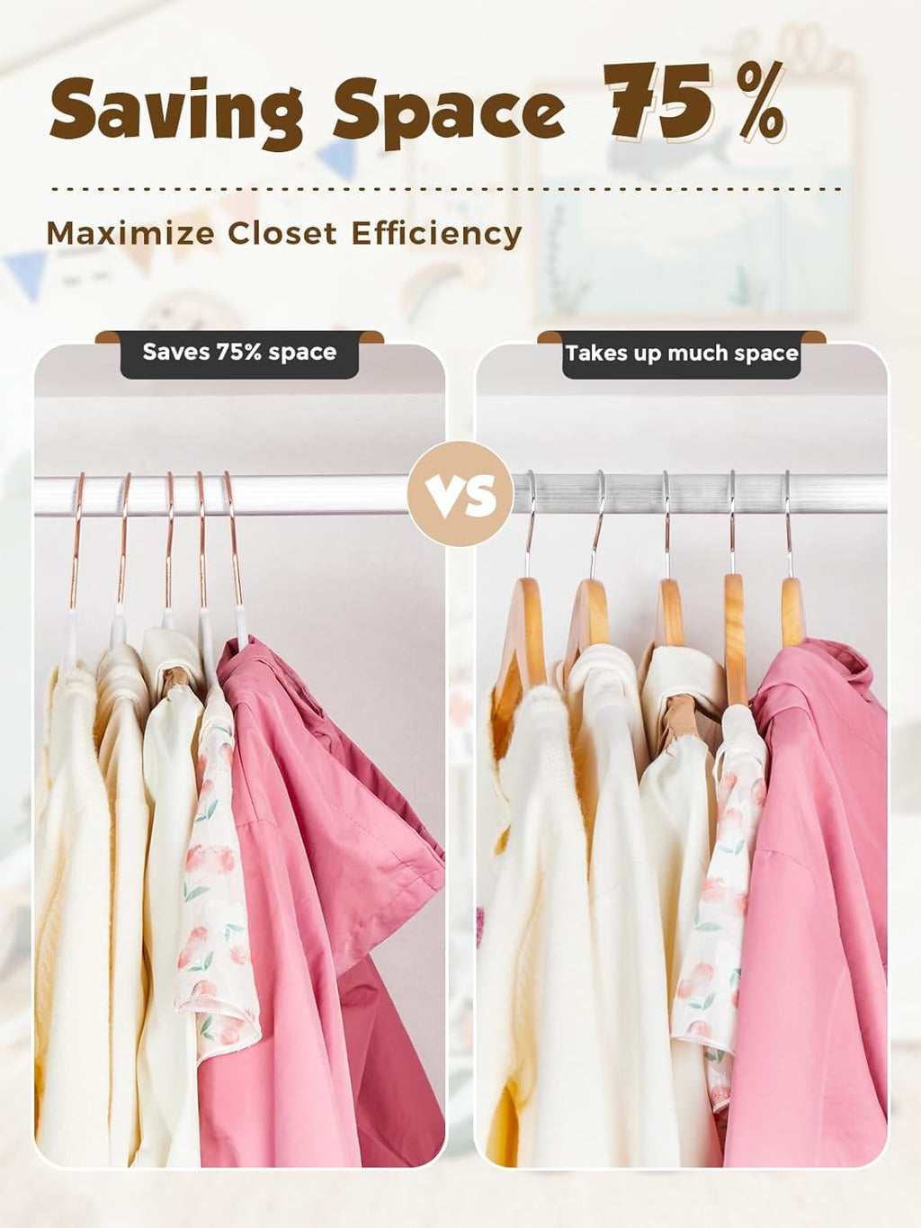 Smartor Kids Velvet Hangers - 50 Pack Premium Non-Slip Felt Hangers for Toddler Clothes | 14 Inch, White with Rose Gold Hook