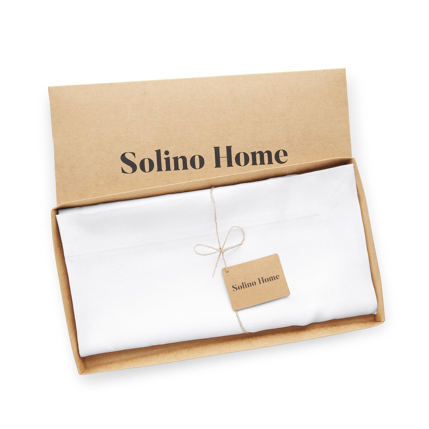 Solino Home Linen White Square Tablecloth 52 x 52 Inch - 100% Pure Linen Table Throw - Fete, Machine Washable Table Cloth for Mothers Day, Spring, Summer, Memorial Day