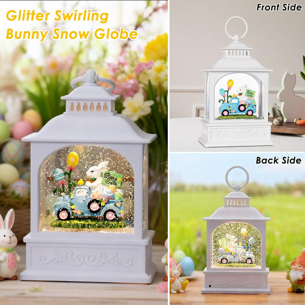 Regine Switzerland Easter Snow Globe - Glitter Bunny Spring Decor with 6-Hour Timer | Perfect for Easter Celebrations