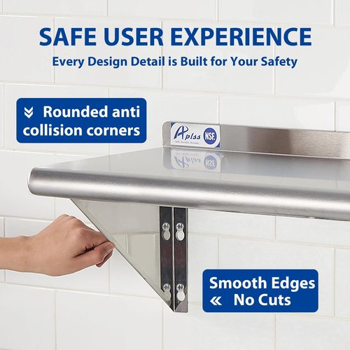 APLSS NSF All 430 Stainless Steel Wall Shelf 14 x 36 Inches - 2 Pack 230 lb, Floating Mount Rack for Commercial & Residential Use
