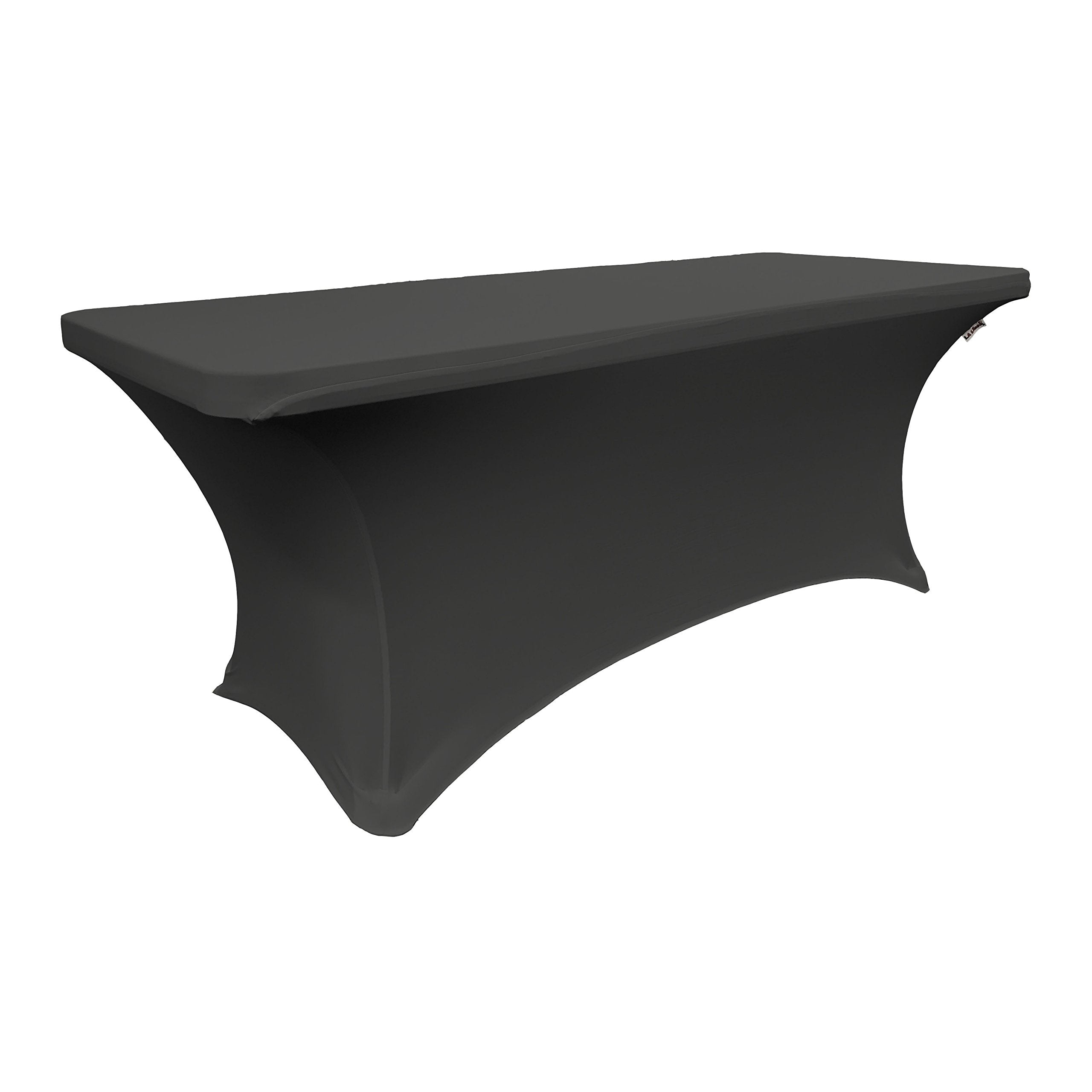 LA Linen Spandex Table Cloth for a 6-Feet Rectangular Table, 72 by 30 by 30-Inch, Black