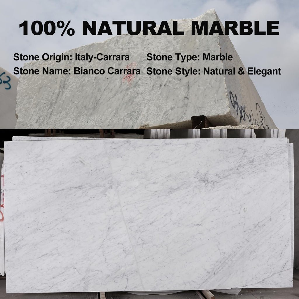 Koville Italian Marble Paper Towel Holder Countertop, Carrara Stone Paper Towel Holder Stand for Kitchen Storage, for Standard or Jumbo-Sized Rolls(Bianco Carrara)