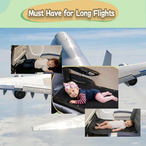 SkyCradleNap Toddler Airplane Bed with hat, Portable Airplane Seat Extender Travel Bed for Kids, Soft Baby Plane Travel Essentials for Flying, Toddlers Long Flight Must Haves Footrest