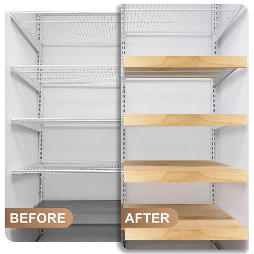 laapee Wire Shelf Covers for Closet & Pantry | Natural Solid Wood 8mm Thick | Wood Wire Rack 24x12 Inch | Tool-Free Removable Rustic Design (5 Pack, Includes 1 Small Wooden Tray)