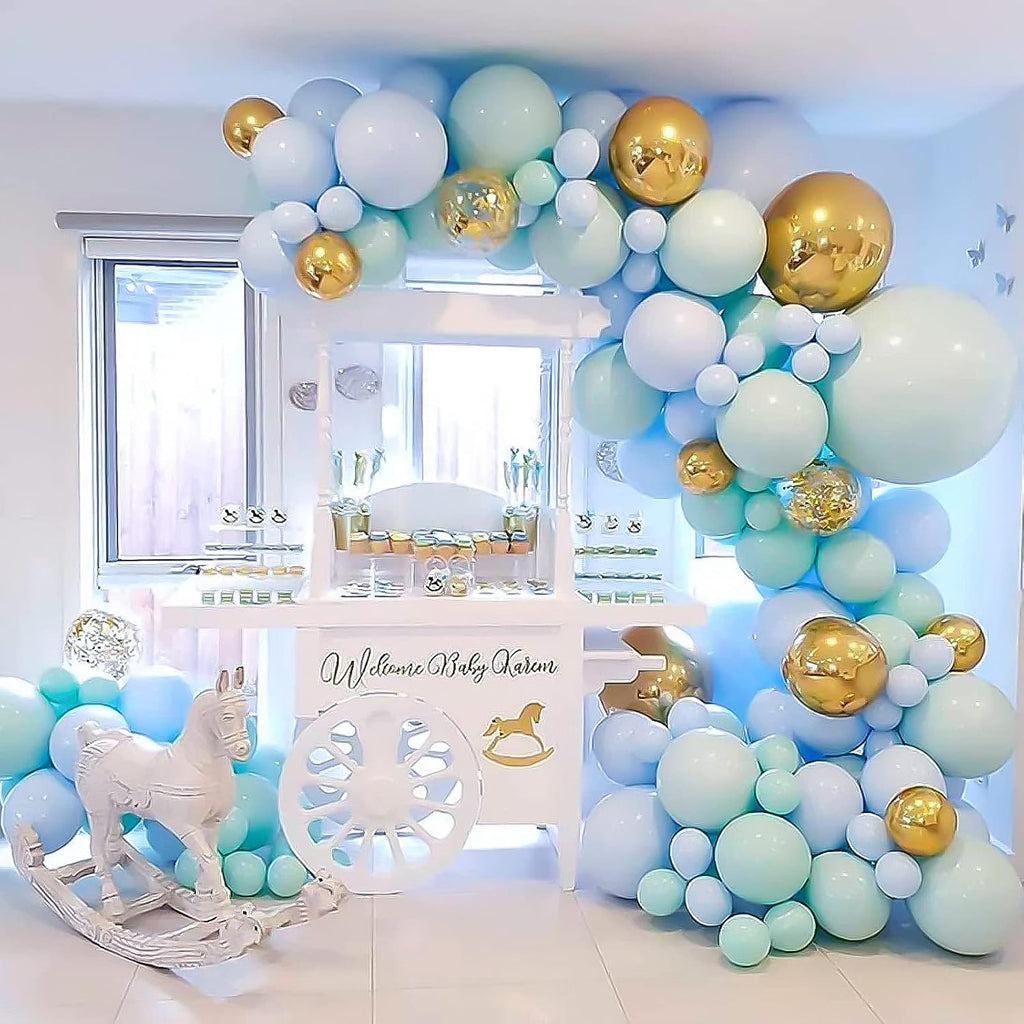 RUBFAC Pastel Blue Balloons - 116-Piece Set in Various Sizes for Birthday & Baby Shower Decor | Light Blue