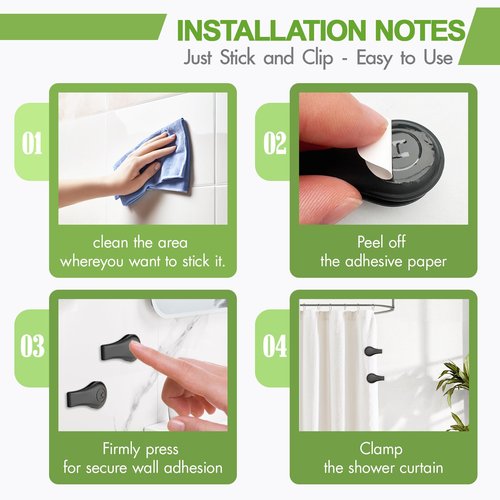 4 Pack Magnetic Silicone Shower Curtain Clips for Keeping Liner Closed to Wall Against Water Splashing Out, Self Adhesive Windproof Splash Holder, Easy to Use & Install, No Damage to Surface (White)