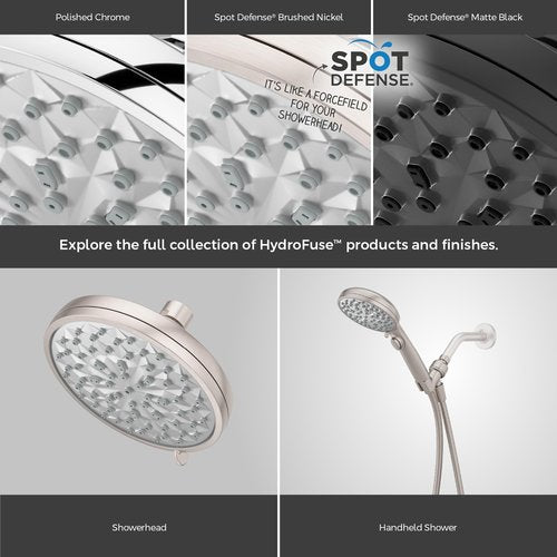 Pfister HydroFuse Shower Head, Shower Arm Not Included, 6-Function, 2.5 GPM, Spot Defense Brushed Nickel Finish, 015HF01GS