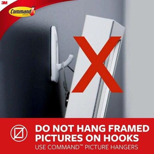 Command Medium Utility Hooks - Damage-Free Wall Hooks with Adhesive Strips | 20 Hooks & 24 Strips, Holds Up to 3 lb