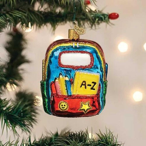 Old World Christmas First Day of School Glass Blown Ornament for Christmas Tree, Handcrafted Holiday Decoration, Teacher Collection