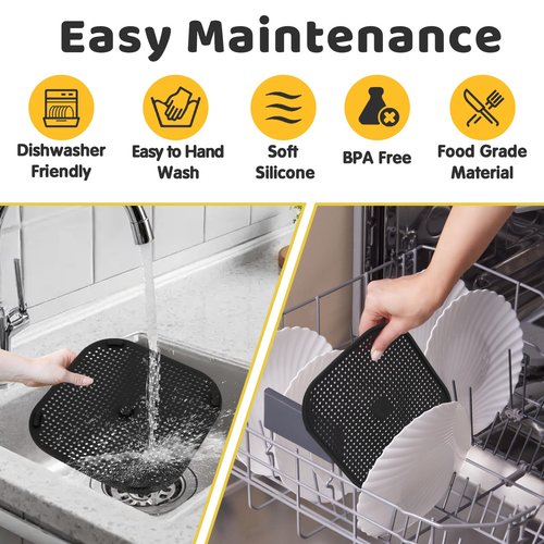 2 PCS Updated Heat Resistant Splatter Screen Compatible with Ninja Crispi Air Fryer Accessories;Food-Grade Silicone Splatter Shield Compatible with Ninja FN101-Prevent Oil Splatter.(Gray & Black)