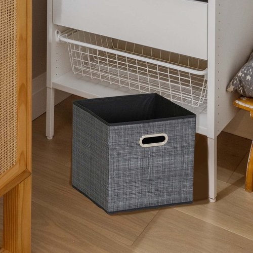 Household Essentials, Black Mix 6 Pack Fabric Storage Bins with Handle