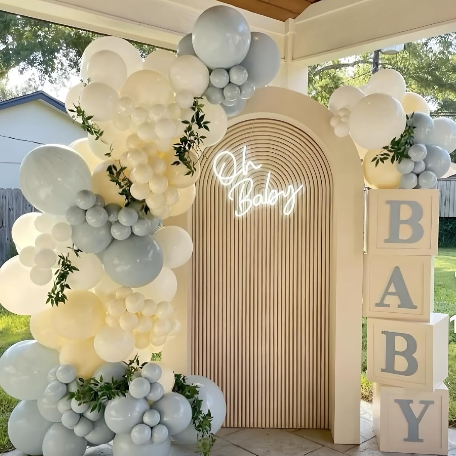 Skiennix Pale Aqua Balloon Arch - Elegant Blue Balloon Garland for Boho Birthday, Wedding & Baby Shower | 5-18 Inch Latex Balloons