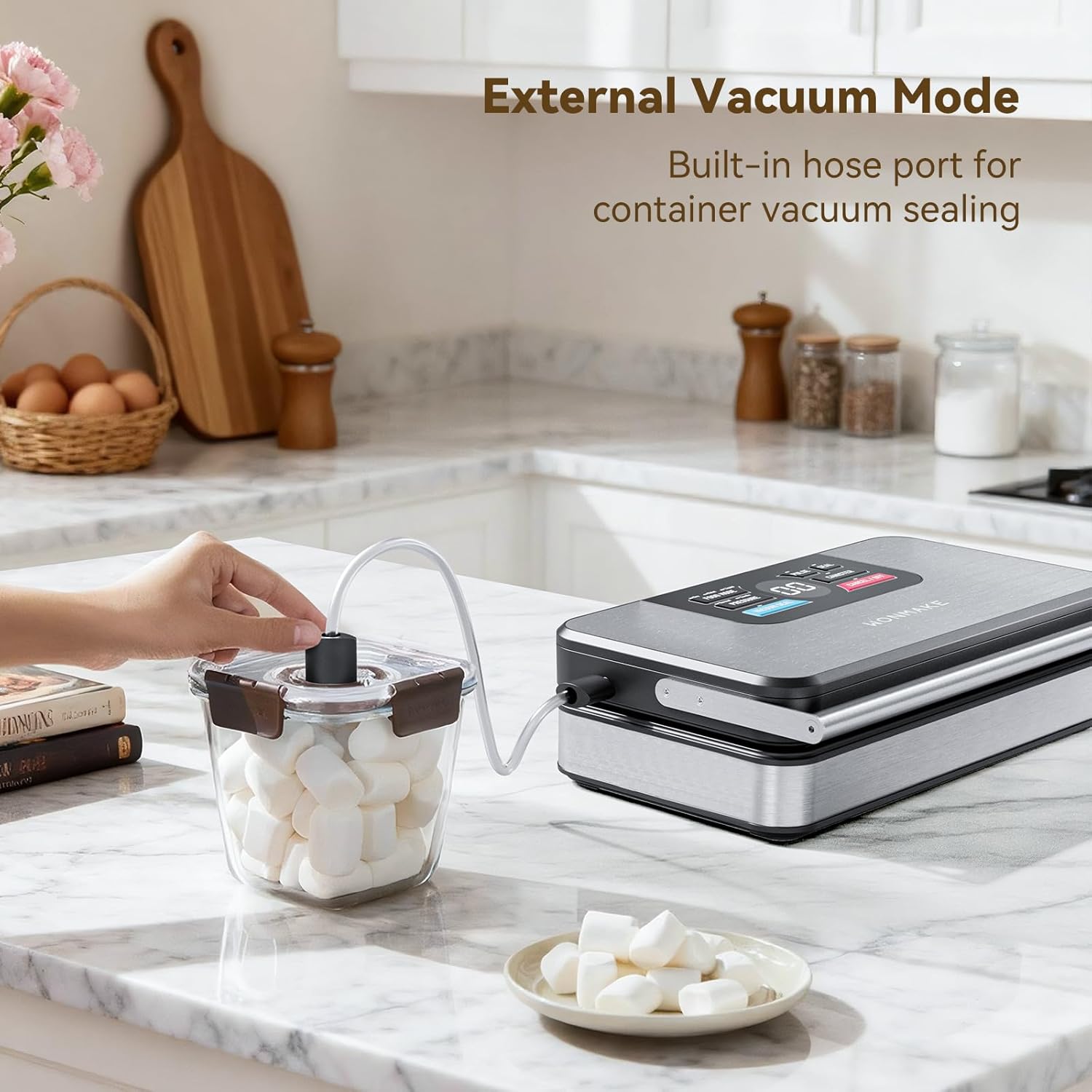Skiennix Vacuum Sealer - Powerful 95kPa Fully Automatic 10-in-1 Machine with Cutter & Storage | Premium Stainless Steel