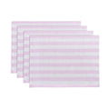 Solino Home Linen Placemats Set of 4 - Sorrento Stripe Pink and White Placemats 14 x 19 Inch - 100% Pure Linen Place Mats for Valentines, Spring, Easter