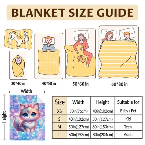 Kids Blankets Cute Cat Blanket for Girls 6-8 Gift for Daughter Granddaughter, Cozy Soft 50 x 40 Inches Lightweight Flannel Throws for Chair Travel Sofa Living Room