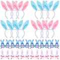Seenelling 48 Pcs Easter Headbands and Glasses Set, Bunny Ears Bulk with Cute Bunny Glasses, Plush Spring Costume for Adults Easter Photo Props Party Favors