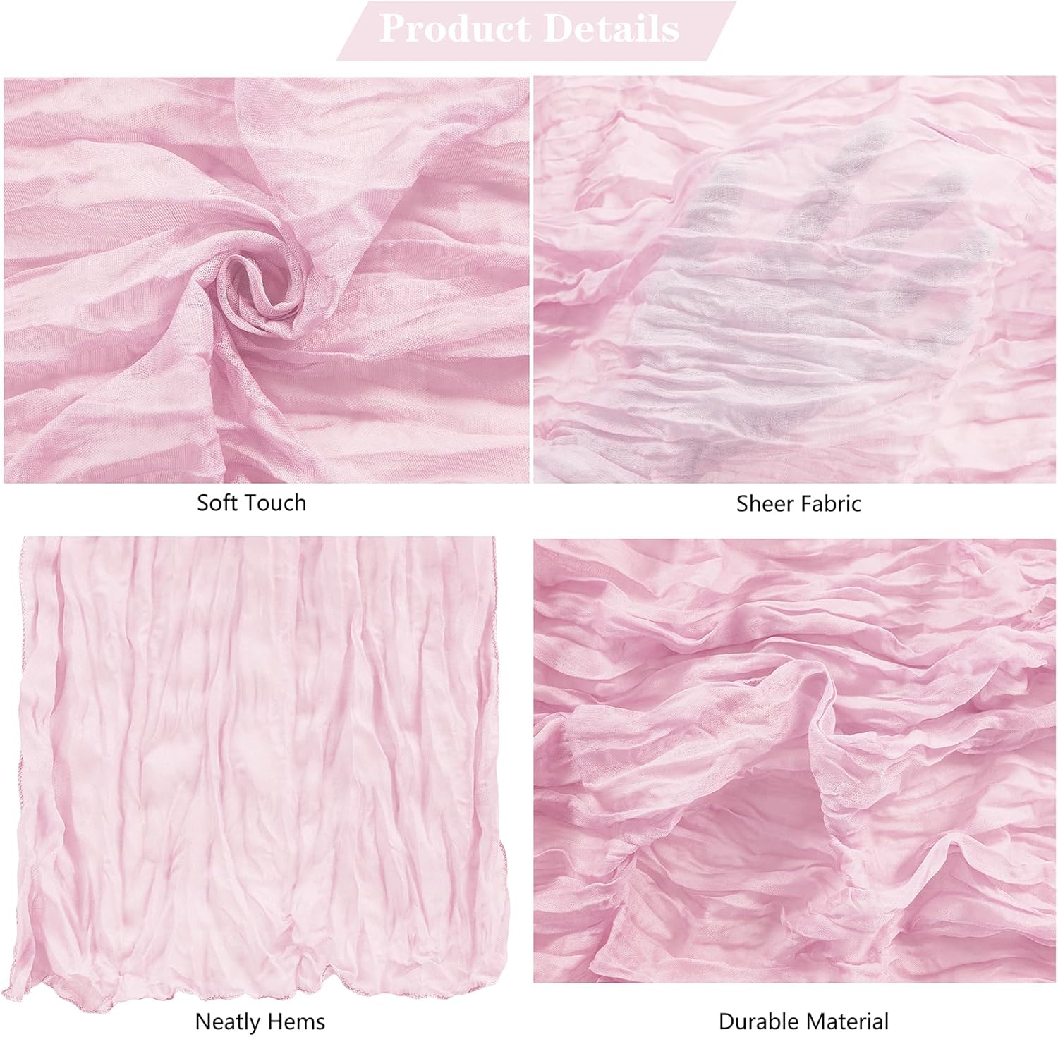 Skiennix 15-Pack Pink Cheesecloth Table Runners - 9FT Rustic Sheer Gauze for Weddings & Events | 17x108 Inch