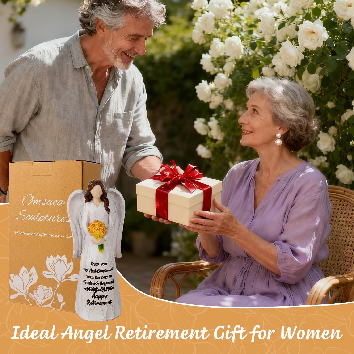 Skiennix Retirement Gifts for Women - Hand-Painted 7.3" Resin Angel Figurine | Perfect for Nurses, Teachers & Friends