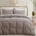 100% Cotton Duvet Cover Queen Size, Mauve Brown Linen-Like Natural Bedding Set with Zipper Closure (No Comforter), Queen Size, Duvet Cover (90"x90") x 1, Pillowsham(20"x26") x 2
