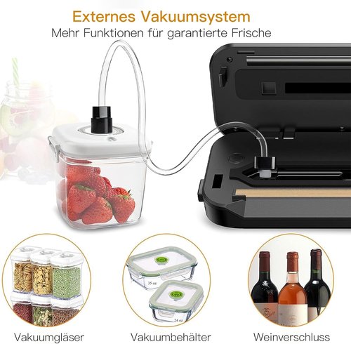 MegaWise Food Vacuum Sealer Machine - High-Power 80kPa Suction, One-Touch Operation | Includes Bags & Hose (Black)