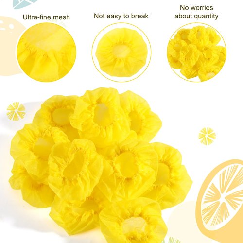 WJIAAA 100 Pcs Lemon Wedge Stretch Wraps Bag, Lemon Squeezer Nets Covers for Seed Free Squeezing Halves or Wedges, Yellow