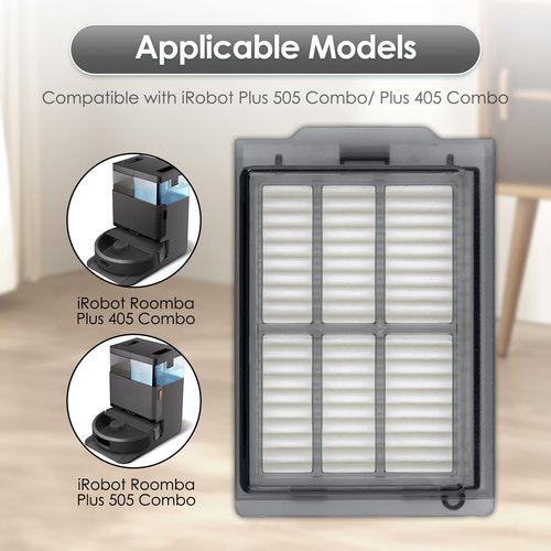 (6 Pack) Plus 405 Combo, Plus 505 Combo Replacement HEPA Filters for iRobot Roomba Plus 505 Combo robot, Plus 405 Combo, Plus 505, Plus 405, Vacuum Filters, Upright Filter, Canister Filter