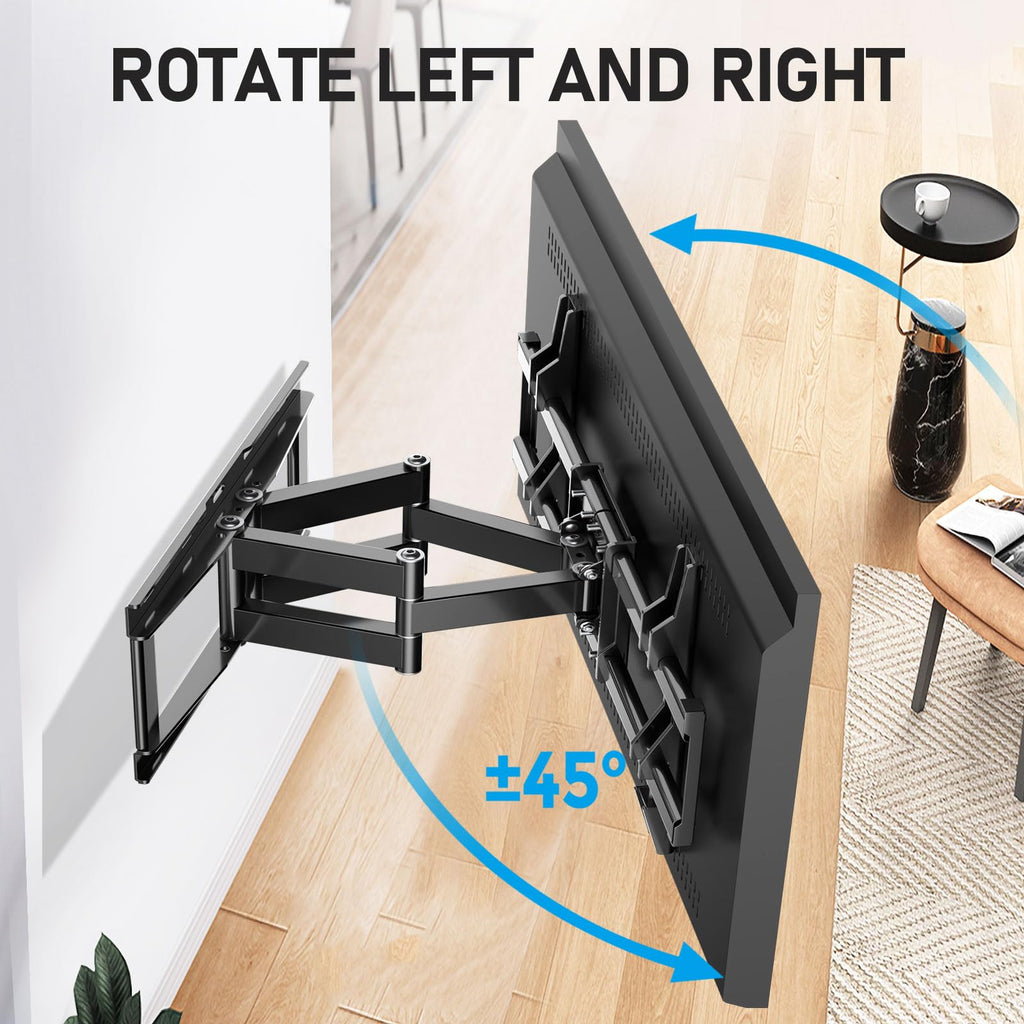 WNJQBY Full Motion TV Wall Mount - 37-85'' Flat/Curved TVs, Swivel Articulating Arms, Max VESA 600x400mm, Tilt Rotation, Holds up to 135 lbs